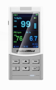 Hand-Pulsoximeter MD-300 M Handheld von ChoiceMMed mit Sensor Tragetasche Silikonschutzhülle