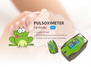Kinder-Pulsoximeter MD300 C53 Frosch mit Aufbewahrungstasche