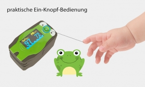 Kinder-Pulsoximeter MD300 C53 Frosch mit Aufbewahrungstasche